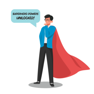 super hero powers unlocked! substitute teacher graphic